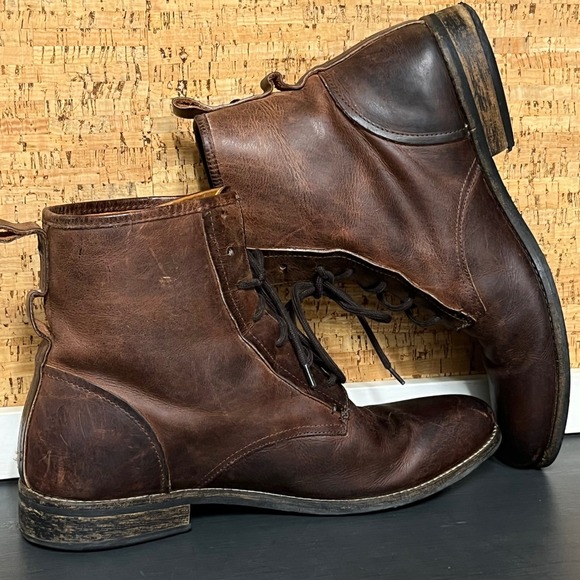 Shoe the Bear Men Brown Leather Lace Up Combat Boots heritage Distressed Size 10 main image 10